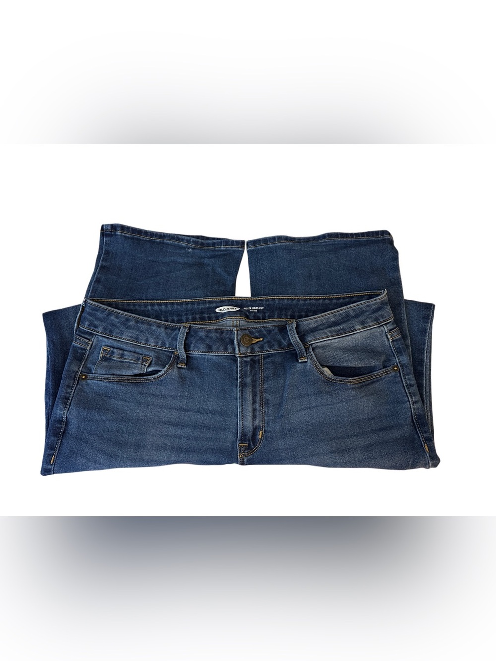 Old Navy Kicker Boot-Cut Mid-Rise Jeans Size 12 Medium Wash Stretch Denim